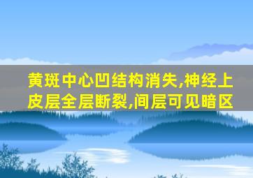 黄斑中心凹结构消失,神经上皮层全层断裂,间层可见暗区